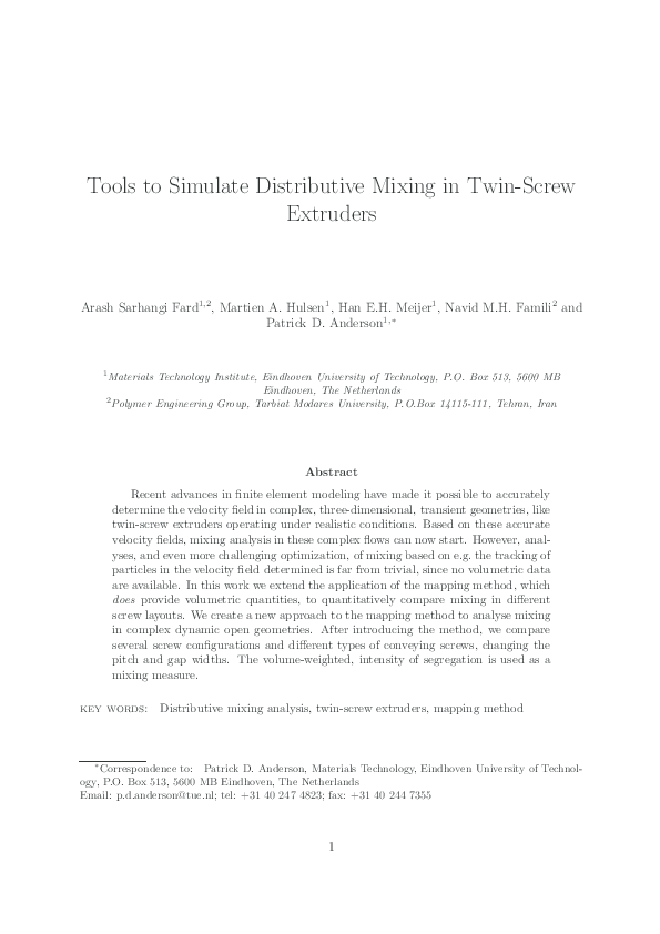 Tools to Simulate Distributive Mixing in Twin-Screw Extruders