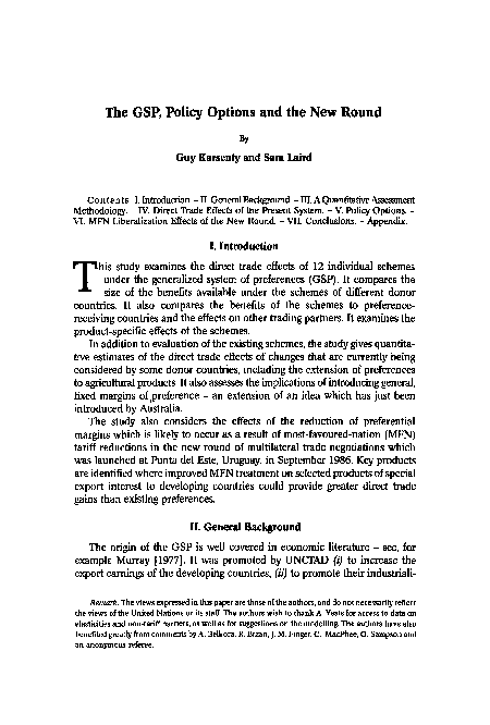 (PDF) The GSP, policy options and the new round