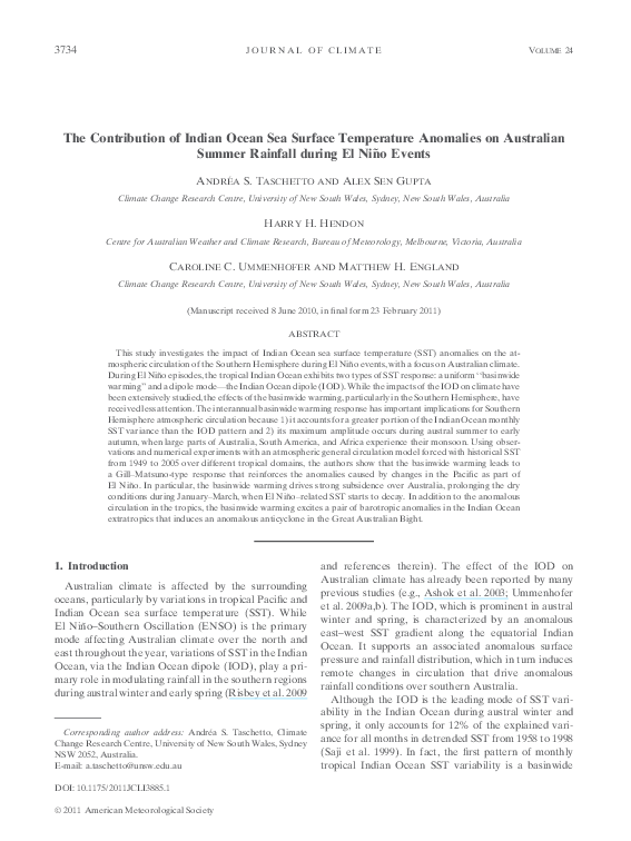 (PDF) The Contribution of Indian Ocean Sea Surface Temperature ...