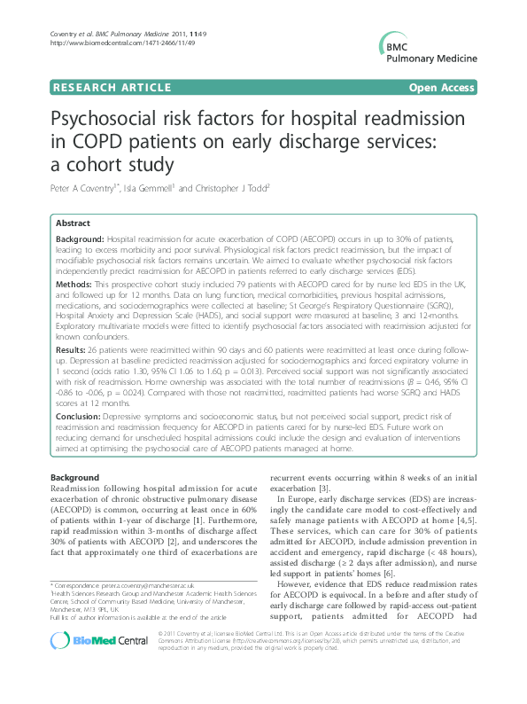 (PDF) Psychosocial risk factors for hospital readmission in COPD ...