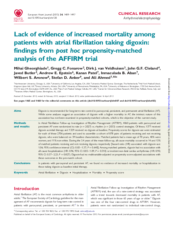 (PDF) Lack of evidence of increased mortality among patients with ...