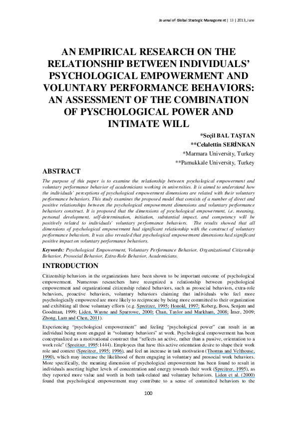 (PDF) An Empirical Research on the Relationship Between Individuals ...