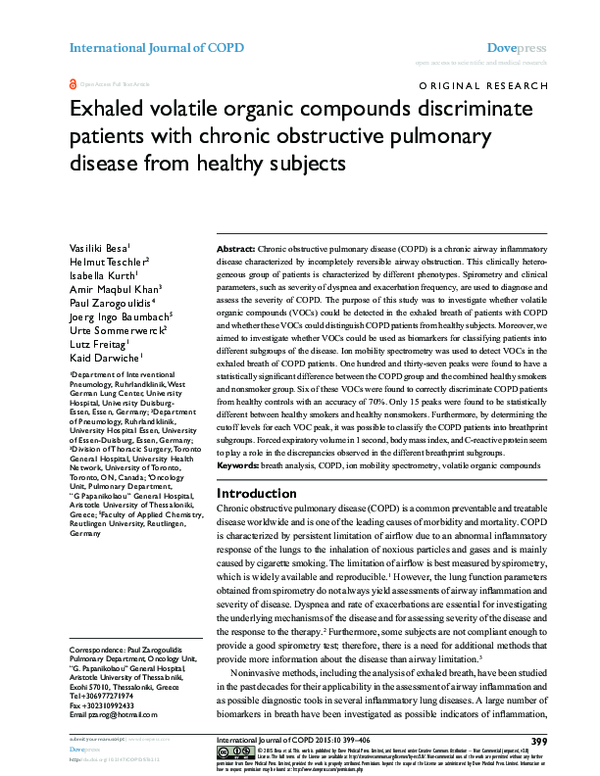 (PDF) Exhaled volatile organic compounds discriminate patients with ...