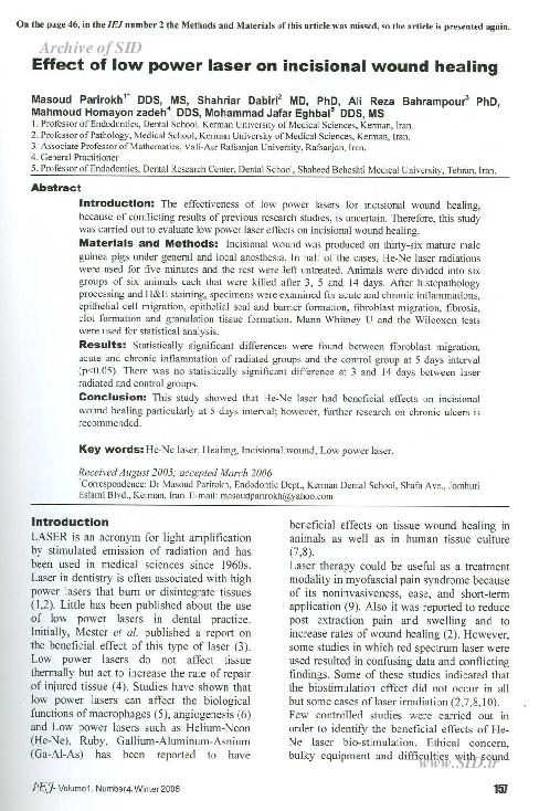 (PDF) Effect of low power laser on incisional wound healing