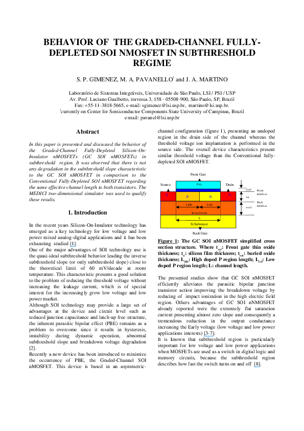 (PDF) Behavior of the Graded-Channel Fully-Depleted SOI nMOSFET in ...