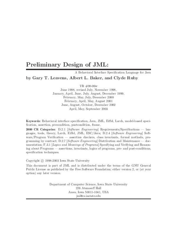 (PDF) Preliminary design of JML