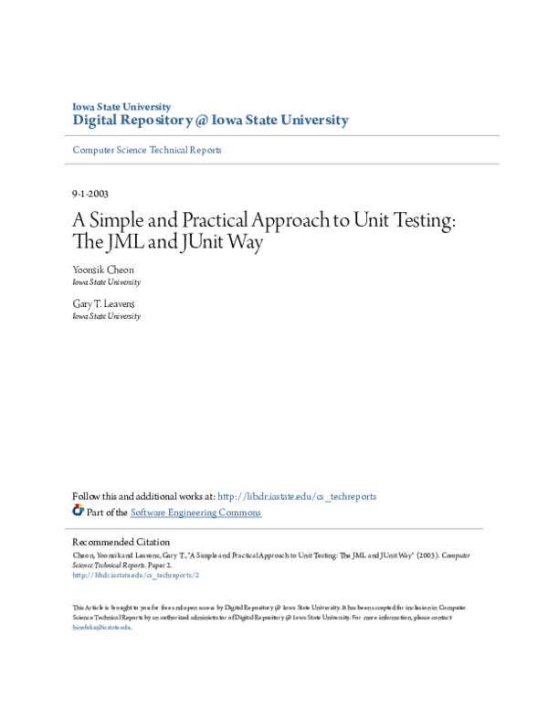 (PDF) A Simple and Practical Approach to Unit Testing: The JML and ...