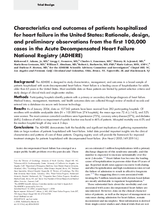 (PDF) Characteristics and outcomes of patients hospitalized for heart ...