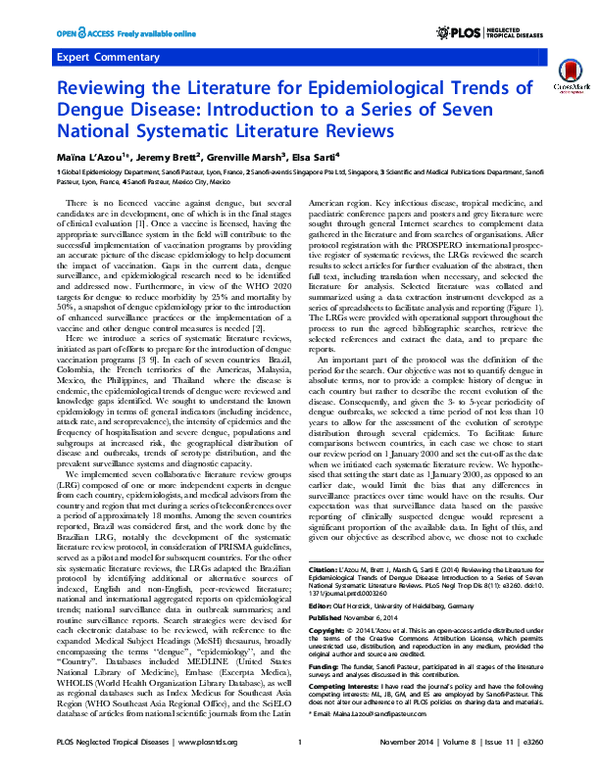 (PDF) Reviewing the Literature for Epidemiological Trends of Dengue ...