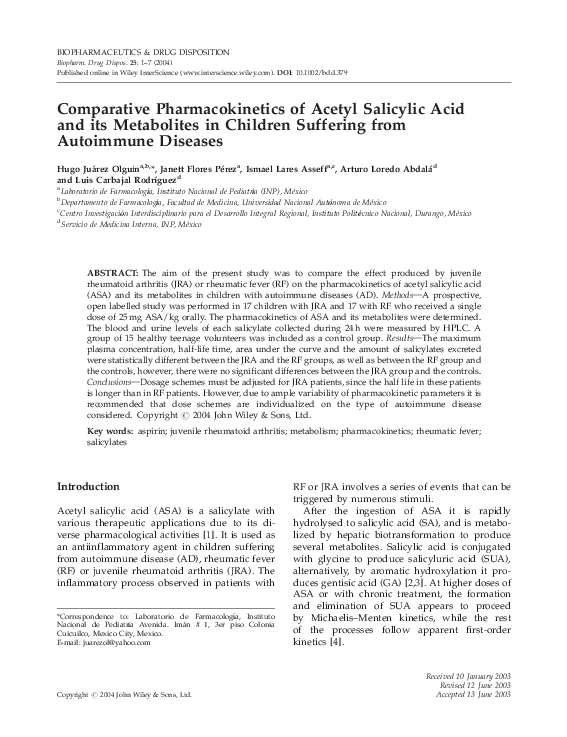 (PDF) Comparative of acetyl salicylic acid and its