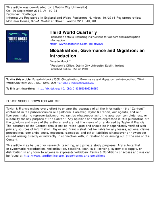 (PDF) Migration, work and citizenship in the new global order