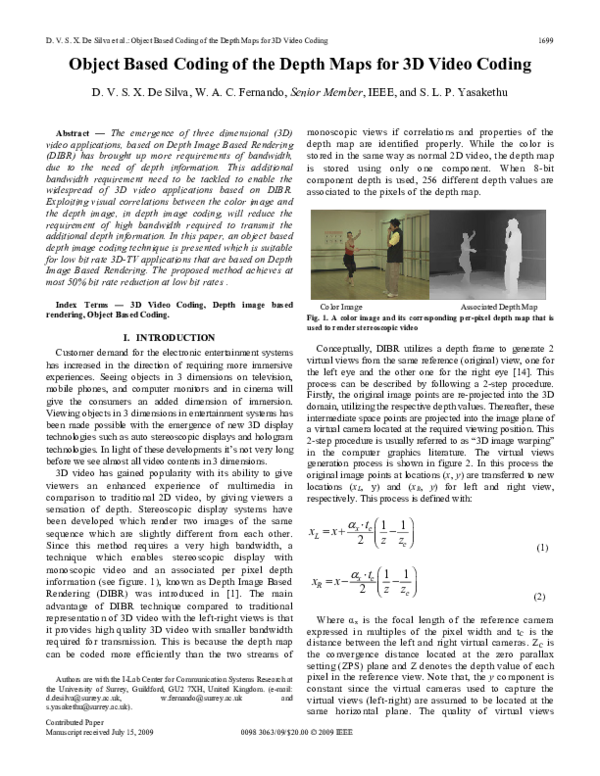 (PDF) Object based coding of the depth maps for 3D video coding