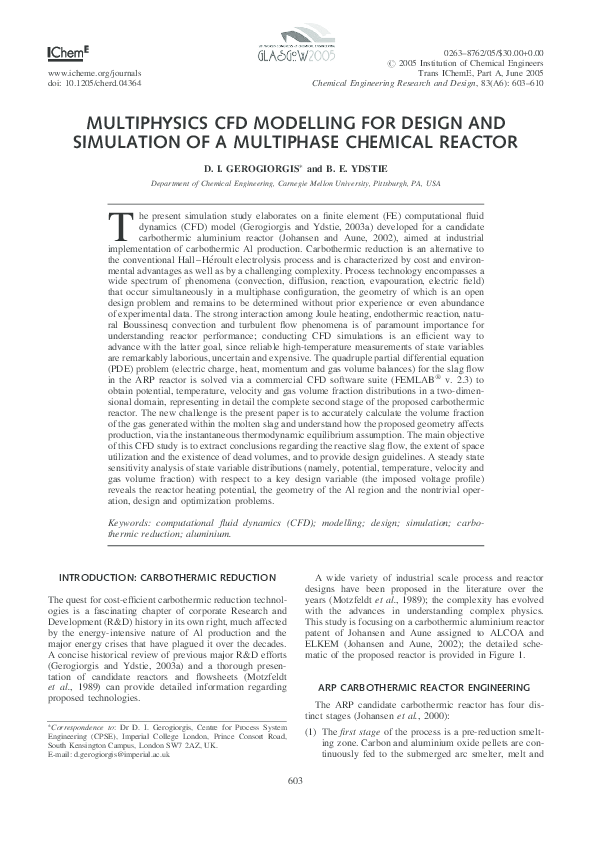 (PDF) Multiphysics CFD Modelling for Design and Simulation of a ...