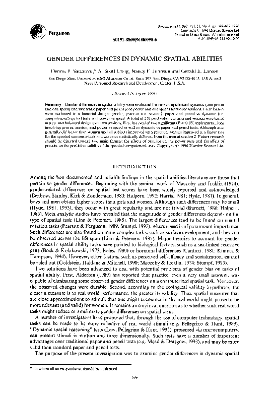(PDF) Gender differences in dynamic spatial abilities