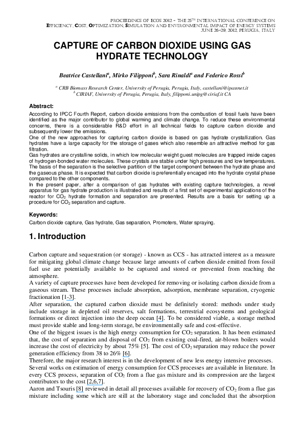 (PDF) Capture of carbon dioxide using gas hydrate technology