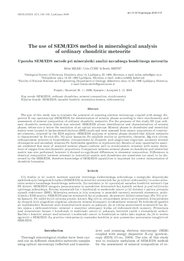 (PDF) The use of SEM/EDS method in mineralogical analysis of ordinary ...