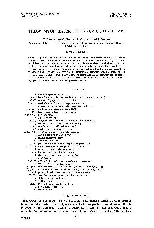(PDF) Theorems of restricted dynamic shakedown