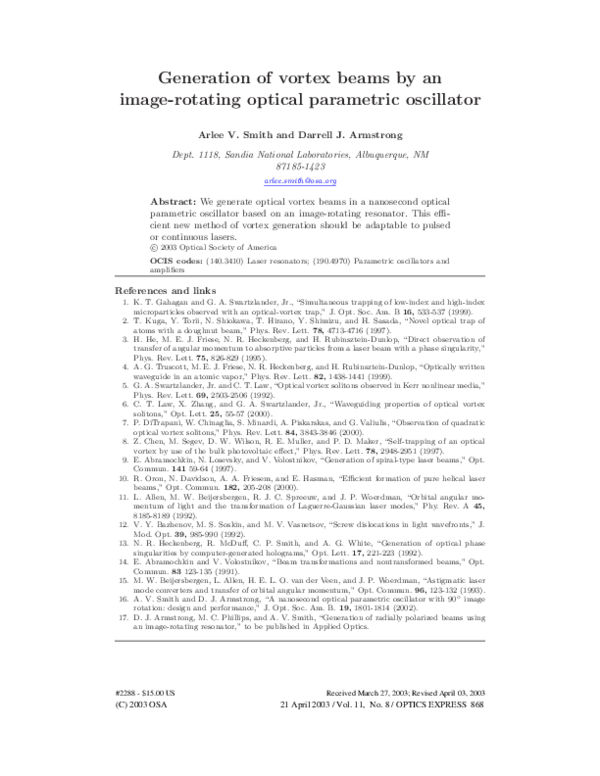 (PDF) Generation of vortex beams by an image-rotating optical ...