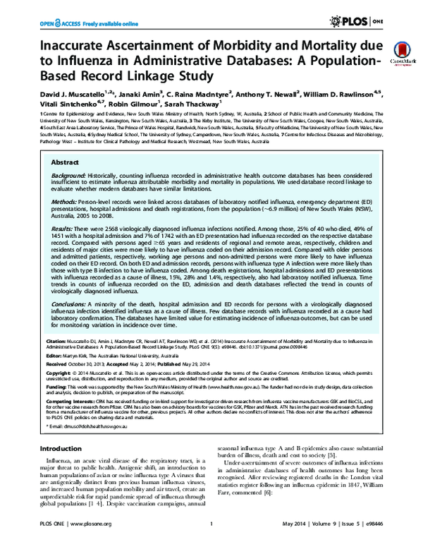(PDF) Under-ascertainment of Illness due to Influenza in Administrative ...