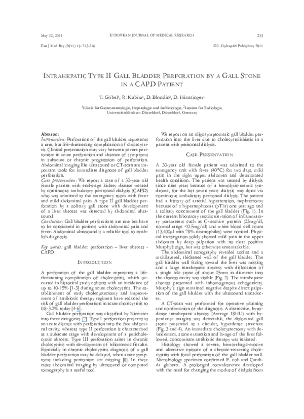 (PDF) Intrahepatic type II gall bladder perforation by a gall stone in ...