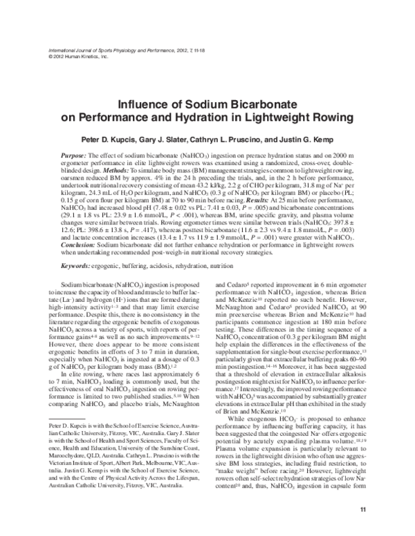 (PDF) Influence of sodium bicarbonate on performance and hydration in ...