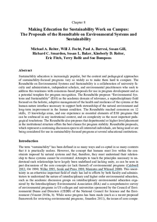 (PDF) Making education for sustainability work on campus: The proposals ...