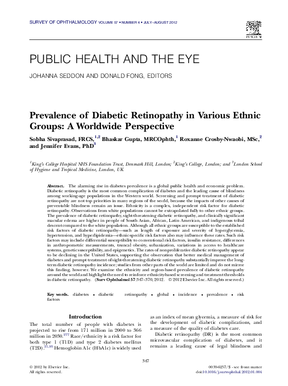 (PDF) Prevalence of Diabetic Retinopathy in Various Ethnic Groups: A ...