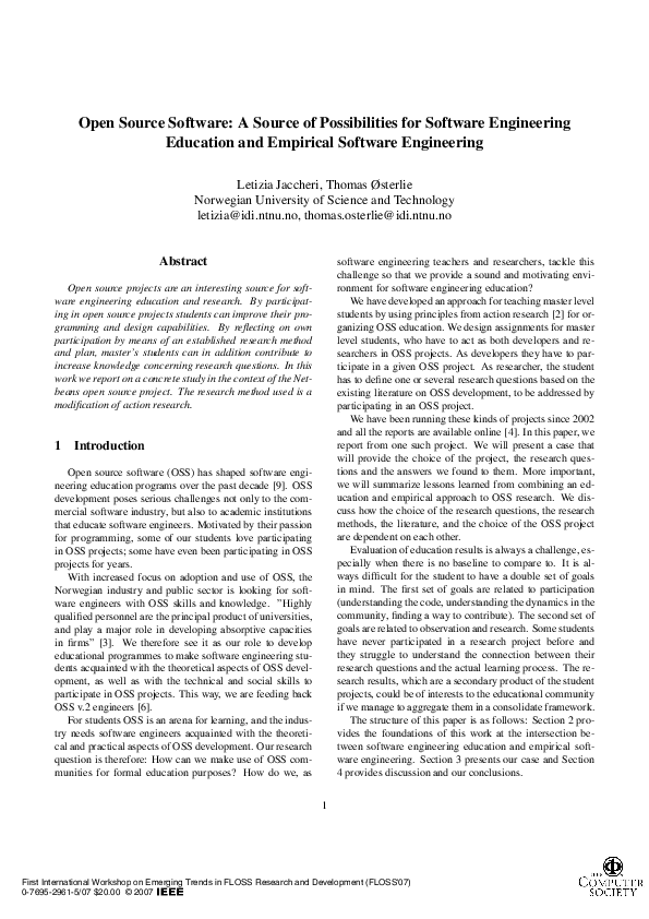(PDF) Open Source software: A source of possibilities for software ...