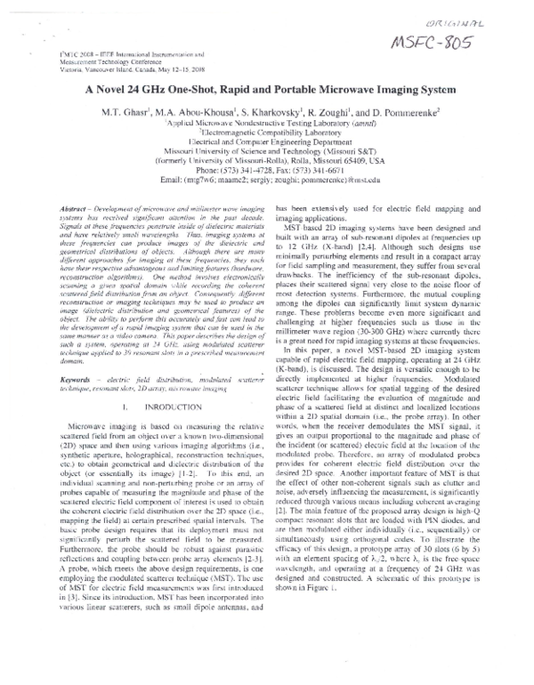 (PDF) A Novel 24 GHz One-Shot, Rapid and Portable Microwave Imaging System