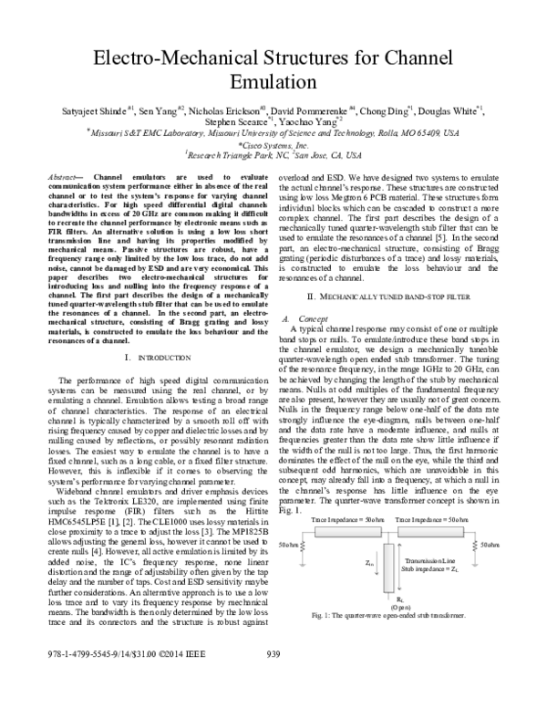 (PDF) Electro-Mechanical Structures for Channel Emulation