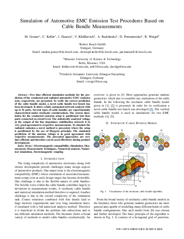 (PDF) Simulation of automotive EMC emission test procedures based on ...