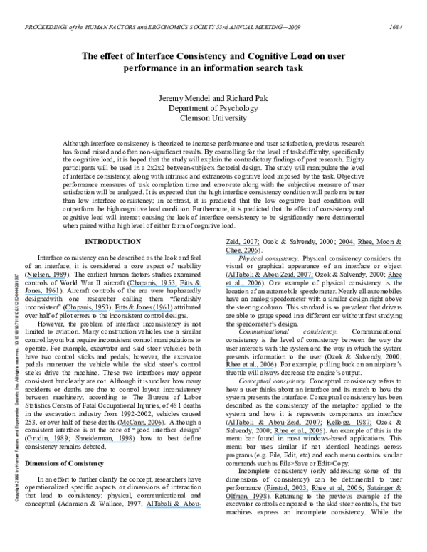 (PDF) The effect of Interface Consistency and Cognitive Load on user ...