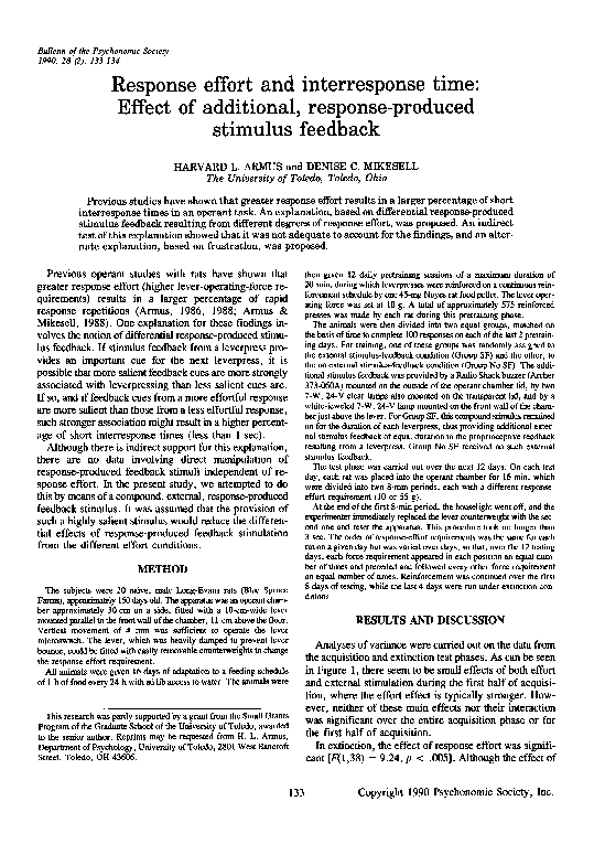 (PDF) Response effort and interresponse time: Effect of additional ...