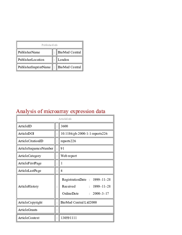 (PDF) Analysis of microarray expression data