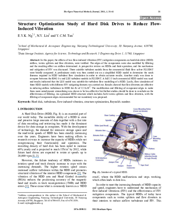 (PDF) Structure Optimization Study of Hard Disk Drives to Reduce Flow