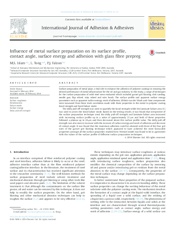 (PDF) Influence of metal surface preparation on its surface profile ...