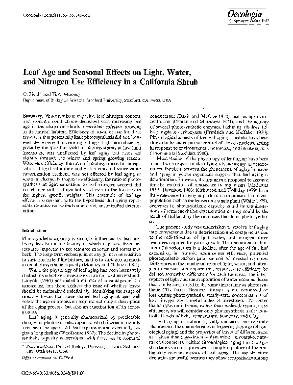 (PDF) Leaf age and seasonal effects on light, water, and nitrogen use ...