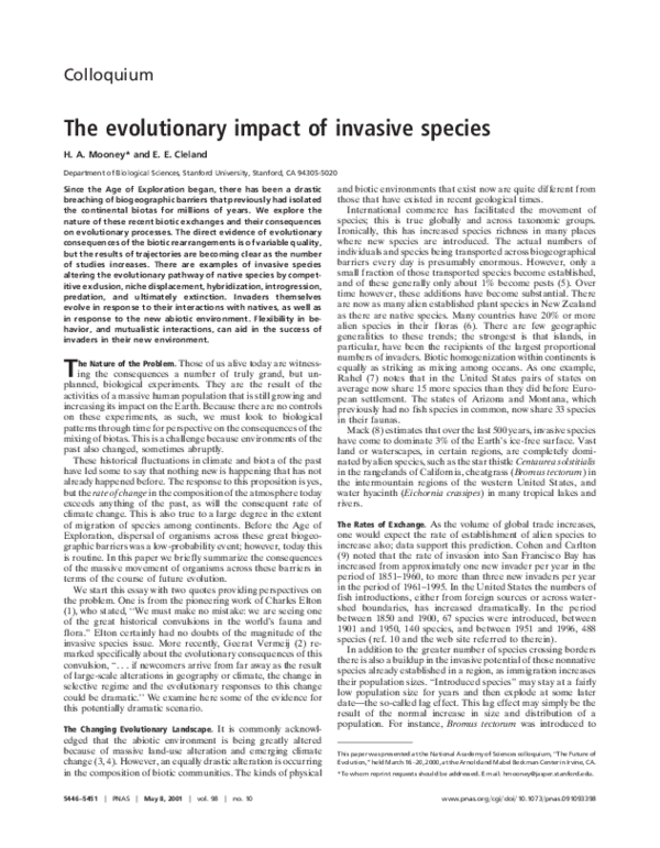 (PDF) The evolutionary impact of invasive species