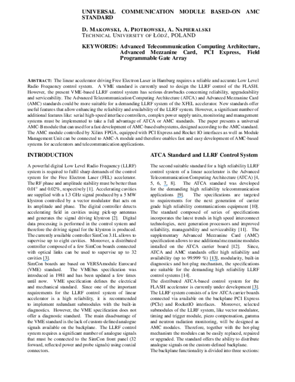 (PDF) Universal communication module based on AMC standard