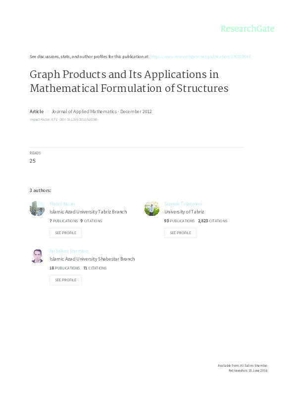  PDF Graph Products And Its Applications In Mathematical Formulation 
