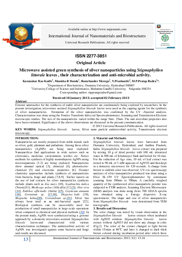 List of plants used for nanoparticle synthesis image