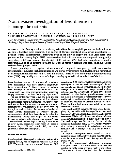 (PDF) Non-invasive investigation of liver disease in haemophilic patients