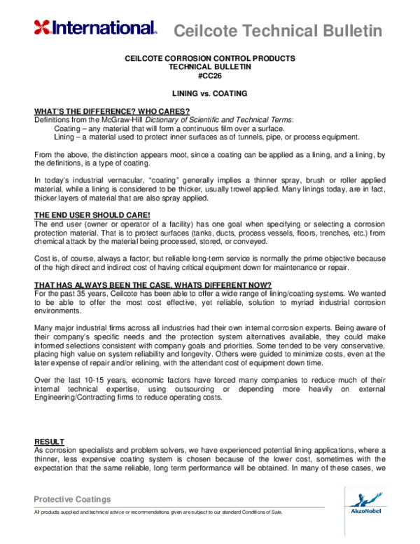 (PDF) Protective Coatings Ceilcote Technical Bulletin