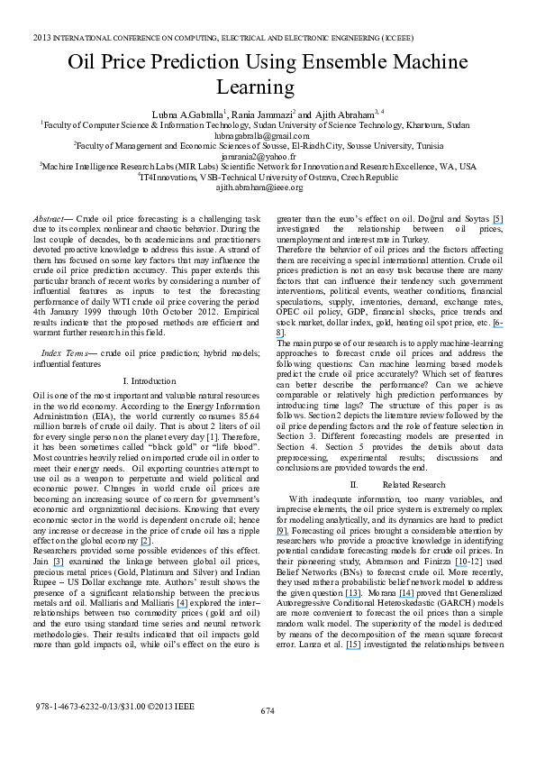(PDF) Oil price prediction using ensemble machine learning