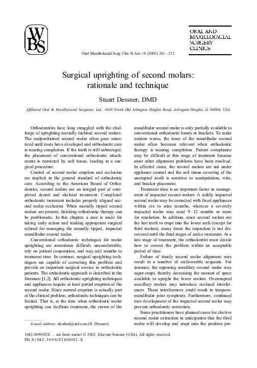 (PDF) Surgical uprighting of second molars rationale and technique