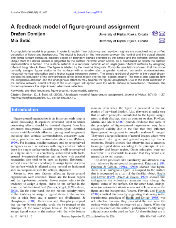 (PDF) A feedback model of figure-ground assignment