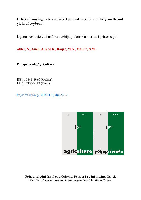 (PDF) Effect of sowing date and weed control method on the growth and ...