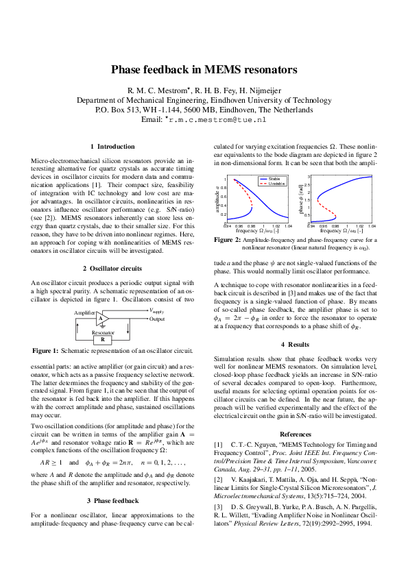 (PDF) Phase feedback in MEMS resonators