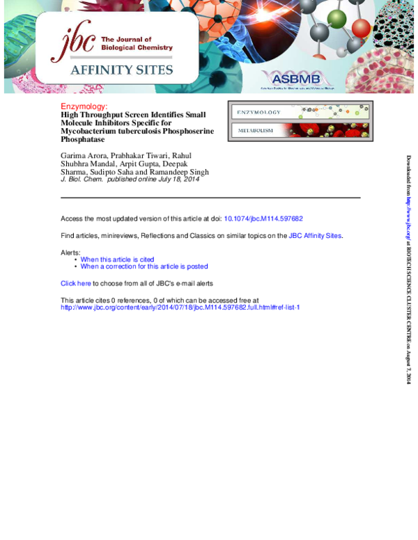 (PDF) High throughput screen identifies small molecule inhibitors ...
