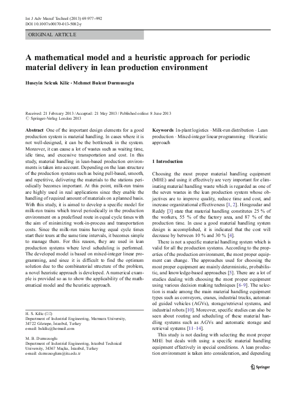 (PDF) A mathematical model and a heuristic approach for periodic ...